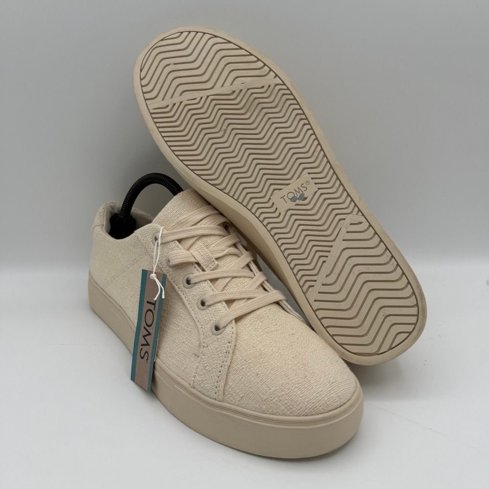 NWT Women's TOMS Kameron Lace-Up Beige Natural Two Tone  Slub Sneakers Size 10